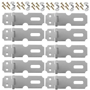 Imagem de Dobradiça Porta Cadeado Fecho Trinco Zincado 6,3Cm 10 Un - Silvana