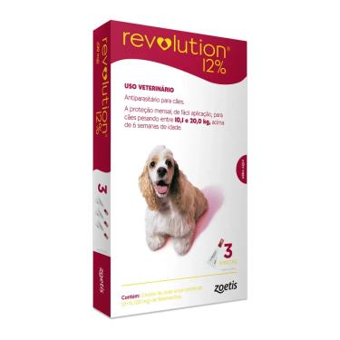 Imagem de Antipulgas Revolution 12% Para Cães de 10,1 a 20kg 3 Pipetas