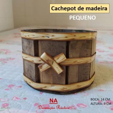 Imagem de 9 cachepot de madeira redondo pequeno - violeta 14 x 9 cm - NA - Decor