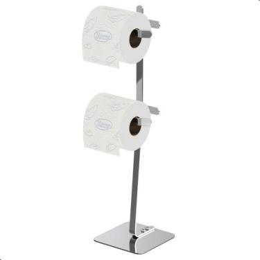 Imagem de Porta Papel Higiênico de Chão Duplo Suporte Cromado Oslo - HomeFull
