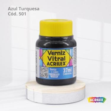 Imagem de Verniz vitral 37ml azul turquesa 501 - ACRILEX