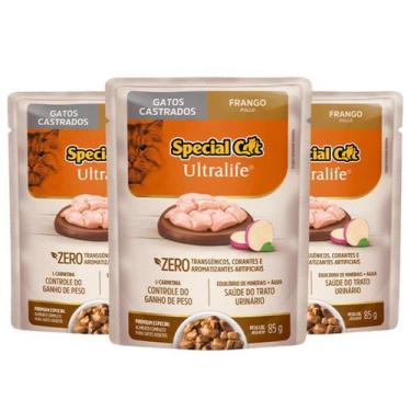 Imagem de Kit 3 Sachê Special Cat Ultralife Castrados Sabor Frango - 85g