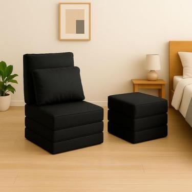 Imagem de Colchonete Solteiro Dobrável Portátil Pufe Mini Cama Acampamento Campi