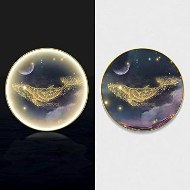Imagem de Decoração de parede de arte de parede com faixa de LED, arte de parede de luxo de metal, decoração de parede de quarto de baleia, esculturas de parede modernas decoração de casa para sala de estar