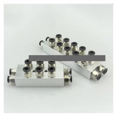 Imagem de 1 peça 35x20 com acopladores de 6 mm fêmea 1/20.3 cm 2 fileiras x 2 3 4 5 6 vias 8-28 portas bloco de coletor de ar pneumático de alumínio sólido (2x2 vias 8 portas)