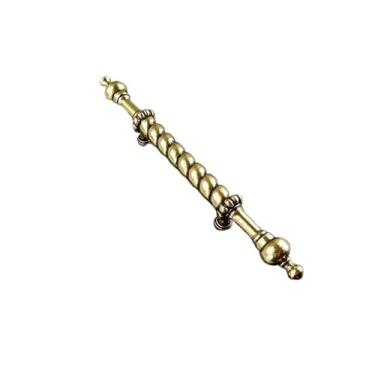 Imagem de CXYFQUUK Puxador de bronze antigo ferragens para móveis armários de cozinha gaveta guarda-roupa armário puxador de porta de madeira 2 peças (220 mm)