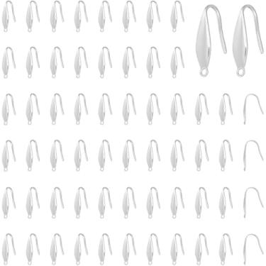 Imagem de 100 peças de ganchos de orelha de aço inoxidável, ganchos de peixe, gancho de metal com laços, ganchos largos para brincos franceses para fazer joias faça você mesmo, suprimentos de 20 x 4,5 x 1 mm