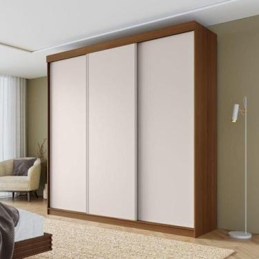 Imagem de Guarda-roupa Casal 3 Portas de Correr Lisas Samambaia Cabecasa Madeira