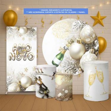Imagem de Trio Capas Cilindro Painel Redondo 1,50m Lateral Festa Ano Novo - Fadr