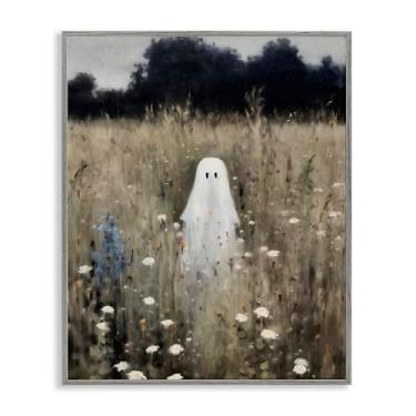 Imagem de Stupell Industries Floral Ghostie in Field Black Framed Giclee Art, design by LSR Design Studio, 20 x 16
