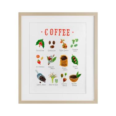 Imagem de Stupell Industries Coffee Beans Origins Birch Impressão emoldurada sob vidro, design por Angela Steahling, 40,6 x 33,5 cm