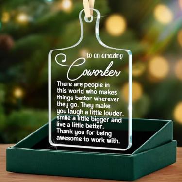 Imagem de Enfeite de colega de trabalho – Decoração de árvore de Natal para férias de escritório, presente de agradecimento para colegas, ideia de troca secreta de Papai Noel, presente de agradecimento para