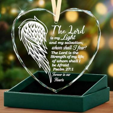 Imagem de Presentes de simpatia – Ornamento de vidro de coração religioso cristão para presentes memoriais, condolências, luto, presente de memória amorosa para perda de mãe pai avô, ornamento de decoração de