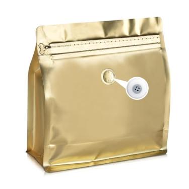 Imagem de Sacos de café de 50 unidades de 473 ml com válvula, sacos de embalagem de grãos de café ventilados de 50 kg, folha de alumínio de alta barreira, fundo plano, selado a calor, zíper lateral, saco de