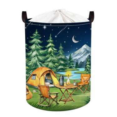 Imagem de HUUMONSS Cesto de lavanderia para acampamento noturno, piquenique, grande, cesto de armazenamento, fogueira, dobrável, organizador para adultos, caixas de roupas para atividades ao ar livre, banheiro