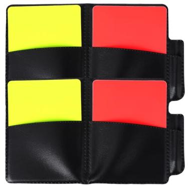 Imagem de CREATCABIN 2 conjuntos de cartas de árbitro de futebol vermelho amarelo cartões de couro PU preto PVC durável esportes fósforos cuidado dispensa carteiras de armazenamento para futebol, vôlei, rúgbi