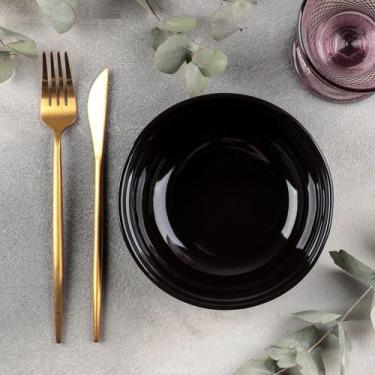 Imagem de Tigela Redonda Melamina 19cm Bowl Preto Aparência Porcelana - Unyhome