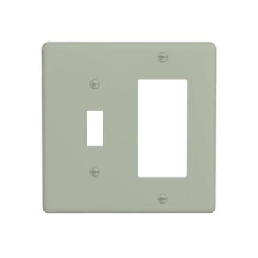 Imagem de JDAKHD Hazy Green Outlet Covers Modern Farmhouse Muted Green 2 gangs Placa decorativa de interruptor de luz interruptor único 1 placa de parede basculante para tomadas elétricas, capas de placa de