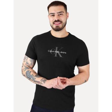 Imagem de Camiseta Calvin Klein Jeans Masculina New Re Issue Frontal Logo Preta-Masculino