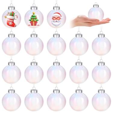 Imagem de Aneco 30 bolas de ornamentos iridescentes, bolas transparentes de 7,5 cm para caldeirão, ornamentos de bolhas de plástico com linha de pesca para Halloween, artesanato de Natal, decoração de festa de