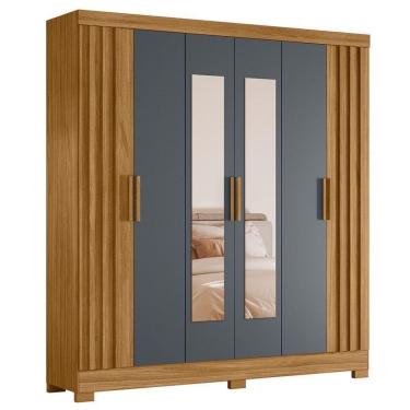 Imagem de Guarda Roupa Casal Espelho 6 Portas 195 Cm Valenca Freijo Cinza Moval
