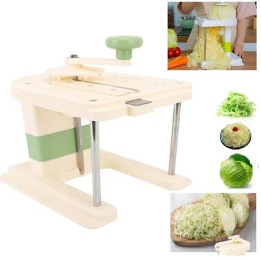 Imagem de Cortador De Legumes Espiral Fatiador Picador Repolho 3 Laminas Inox Manivela Vegetais Frutas Triturador Ral