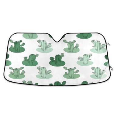 Imagem de SEHANY Pára-brisa de carro cacto planta verde para-sol dobrável janela frontal protetor de viseira solar para carro, SUV, caminhão - Mantenha o veículo fresco, 137 x 81,5 polegadas