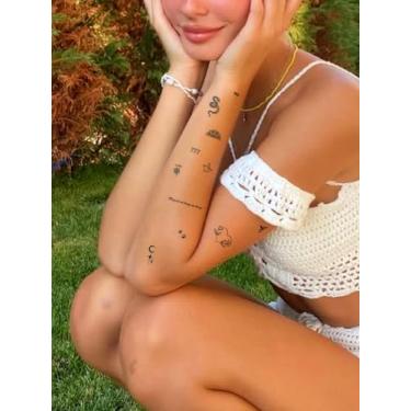 Imagem de Tatuagens minimalistas de suco de ervas semipermanentes criativas mini cobra de grama 7-14 dias sem derramamento não reflexivo clavícula ombro ombro à prova d'água adesivo de tatuagem 1