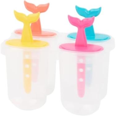 Imagem de Forma de Picolé Sereia Baleia, Kit com 4 Moldes Reutilizáveis, Design de Cauda de Baleia