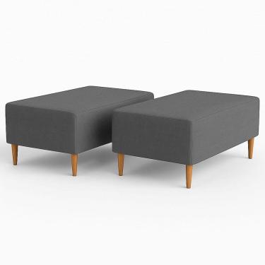 Imagem de Kit 2 Puffs Bela Manu Madri Pés Palito E Linho Cinza Escuro