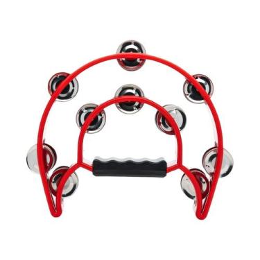 Imagem de Tamborim De Metal Com Duas Fileiras De Jingles, Instrumento Musical Po