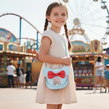 Imagem de Mini bolsa transversal com letra A e laço decorativo bolsa de ombro ajustável para mulheres, viagens, festa, uso diário, Azul, Medium