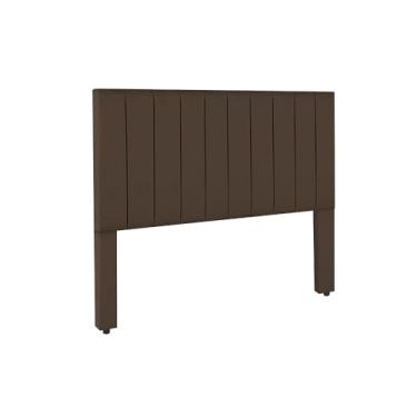 Imagem de Cabeceira de Cama box com pé Ibiza Vazada em Linho/Courino ou Suede - Decoração de quarto ideal para o Brasil(Suede Marrom,Casal 1,40)