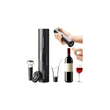 Imagem de Abridor de Vinhos Automático, Plástico ABS, 23cm Altura, 230g, Alimentação 4 Pilhas AA, com Cortador