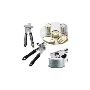 Imagem de Abridor de Latas e Garrafas em Aço Inox, 18,5cm x 5,4cm, 150g, com Apoio de Mãos em Plástico Resistente