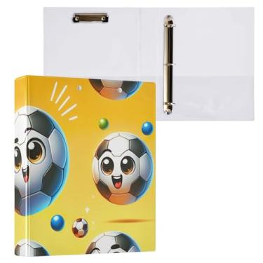 Imagem de Pasta de arquivo para fichário de bolas de futebol com anéis redondos para escola e escritório, pacote com 2