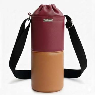 Imagem de Bolsa Térmica (VINHO COM CARAMELO) RAMIERE para Garrafa de 1 LITRO em Couro Sintético - Coleção Cores VERÃO 2026