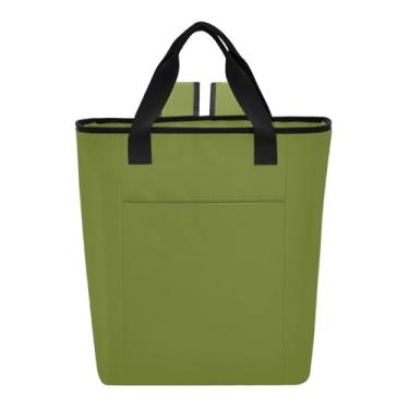 Imagem de Mochila térmica verde musgo à prova d'água 36 latas térmica sacos de mercearia, 35 x 15 x 40 cm