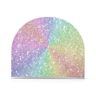 Imagem de Porta-guardanapos com glitter arco-íris, 1 pacote, suporte de guardanapo de acrílico, porta-guardanapos de restaurante