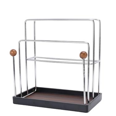 Imagem de Luqeeg Organizador de rack de tábua de corte de aço inoxidável, suporte de utensílios de bancada de ventilação a céu aberto com bandeja de drenagem removível para segurar cortadores de tábua de cortar