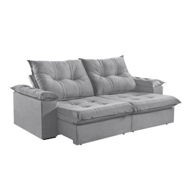 Imagem de Sofá 3 Lugares Retrátil 230cm Pillow Top Reclinável Cinza