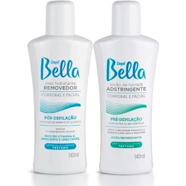 Imagem de Kit Loção Adstringente Pré-Depilação com Extrato de Hortelã e Óleo Removedor Pós-Depilação com Óleo de Semente de Algodão, Depil Bela 140ml cada, 2 Unidades
