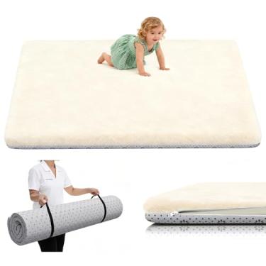 Imagem de Tapete de brincar de bebê para chão, tapete de cercadinho 59 x 71 cm, tapete de espuma para o abdômen, suporte ultramacio e sensação de pelúcia, fácil de cuidar, acolchoado antiderrapante para bebês