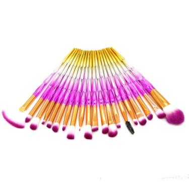 Imagem de Conjunto de pincéis de maquiagem com alça de diamante gradiente, ferramentas cosméticas macias para uso diário de beleza, amarelo