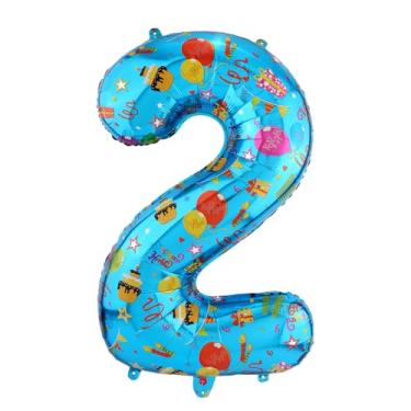 Imagem de Balão Número Azul 81,28cm, Grande Balão Filme Alumínio com Estampas Coloridas Desenhos Animados Decorações Festa Aniversário para Crianças Chá de Bebê Casamento Celebração Decoração (2)