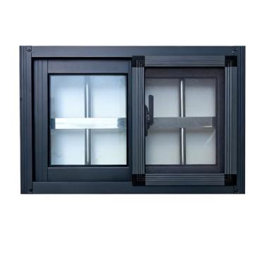Imagem de Lizipai Janela pequena, 58 x 38 x 7,5 cm moldura de liga de alumínio cinza escuro janela deslizante de liga de alumínio antifurto integrada, janela de porão janela de ventilação de casa móvel (cinza)