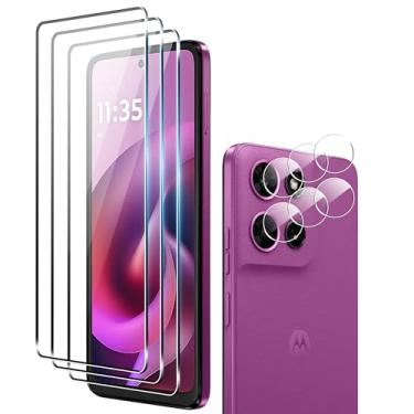 Imagem de Suttkue Protetor de tela para Motolora Moto G 5G 2026 com protetor de lente de câmera, rigidez 9H, antirarranhões, vidro temperado, compatível com capas, antiarranhões (pacote com 3 + 3)
