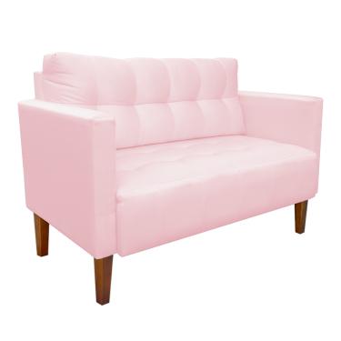 Imagem de Sofá Namoradeira Livia Suede Rosa Bebê Pés Chanfrado Castanho - D'Rossi