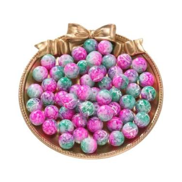 Imagem de Contas De Vidro Redondas Com Padrões Coloridos 20-100pçs 4-10mm Espaça