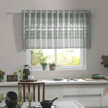 Imagem de Cortina de Renda Clássica Rosas 2,00m x 80cm Bandô Curta Meia Janela C